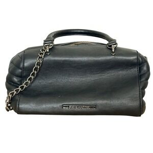 Steve Madden Satchel Handbag Chain Strap Tassel Black Small Faux Leather Women